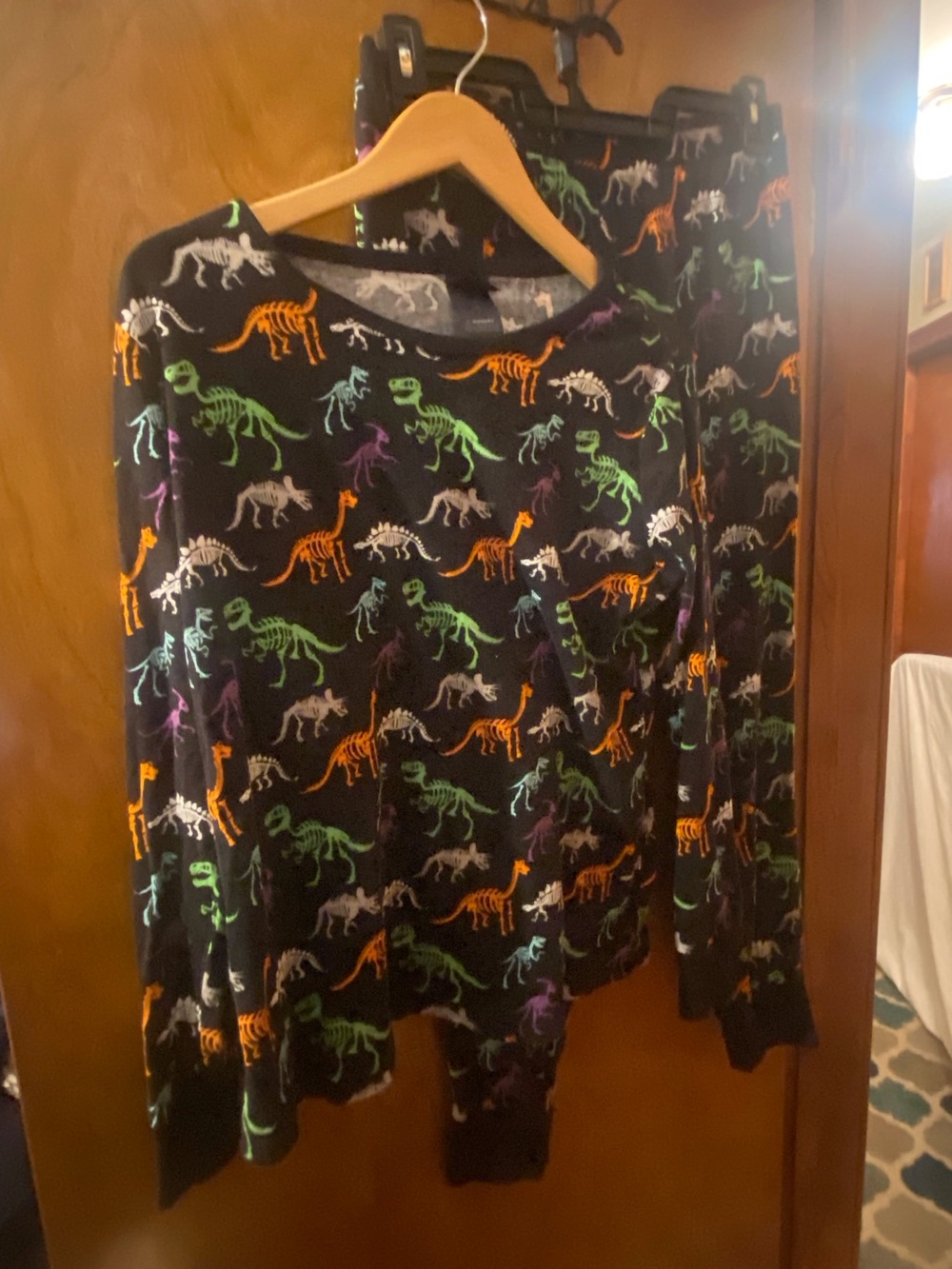 Halloween Black Dinosaur Print Pajama Set Size Large